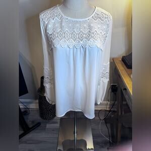 NWT Pleione Elegant White Lace Women's Top Medium